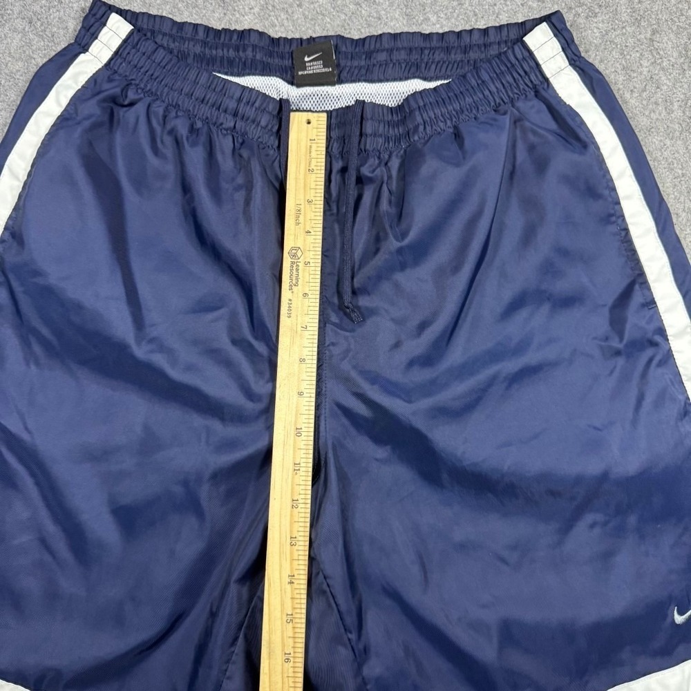 Vintage Nike Mens Navy Blue White Striped Athletic Mesh Lined Shorts Large Y2K - Picture 7 of 10